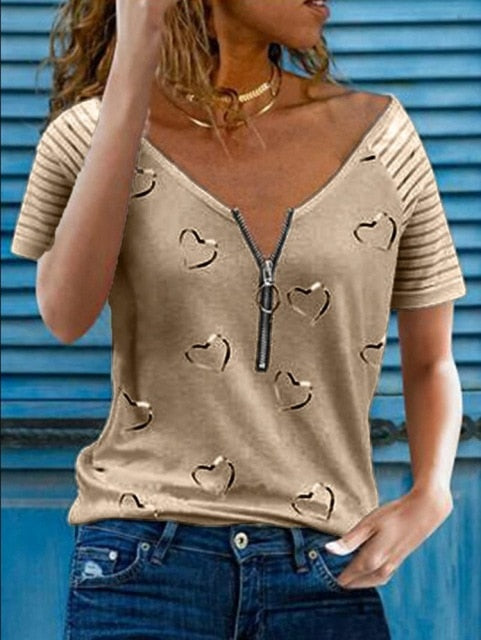 T Shirt - Summer in Style Heart Print Women's T Shirt