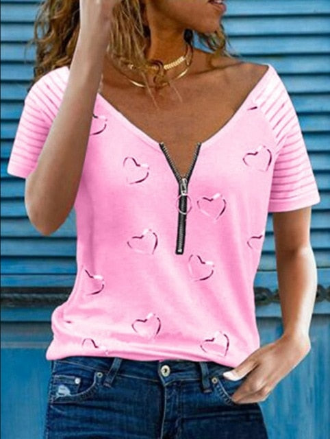 T Shirt - Summer in Style Heart Print Women's T Shirt