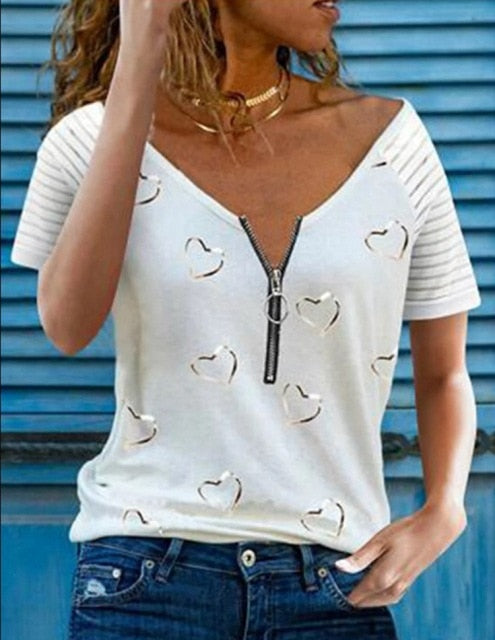 T Shirt - Summer in Style Heart Print Women's T Shirt