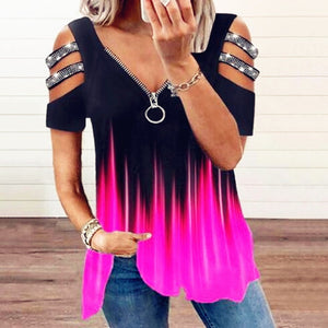 Off Shoulder Summer Zipper Top