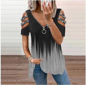 Off Shoulder Summer Zipper Top