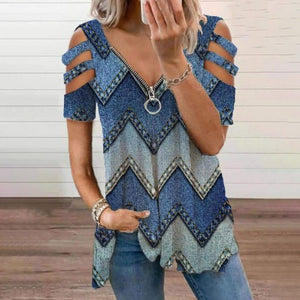 Off Shoulder Summer Zipper Top