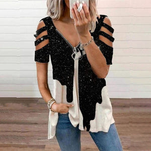 Off Shoulder Summer Zipper Top