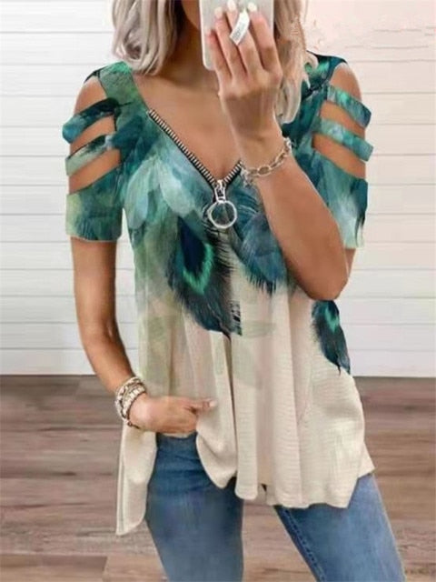 Off Shoulder Summer Zipper Top