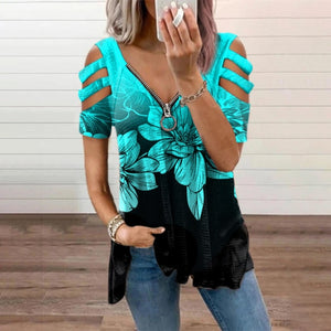 Off Shoulder Summer Zipper Top