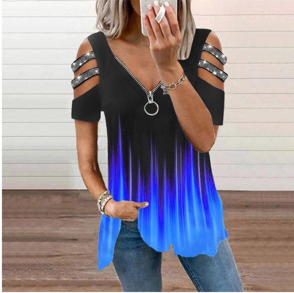 Off Shoulder Summer Zipper Top