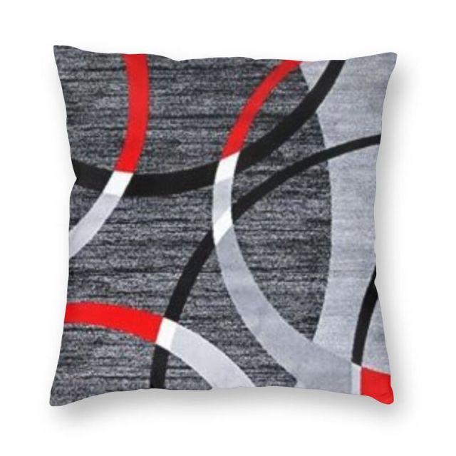 Pillow - Modern Abstract Gray Red Swirls Cushion Cover