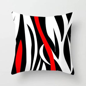 Pillow - Modern Minimalist Pillow Case Red and Black Abstract