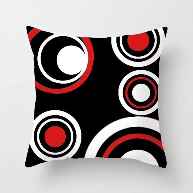 Pillow - Modern Minimalist Pillow Case Red and Black Abstract