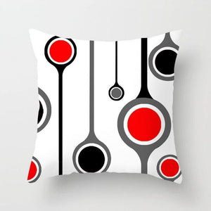 Pillow - Modern Minimalist Pillow Case Red and Black Abstract