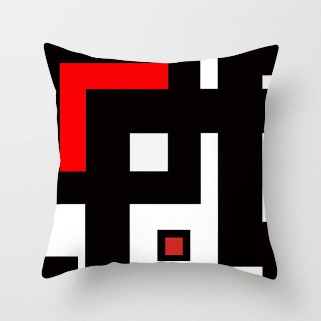 Pillow - Modern Minimalist Pillow Case Red and Black Abstract