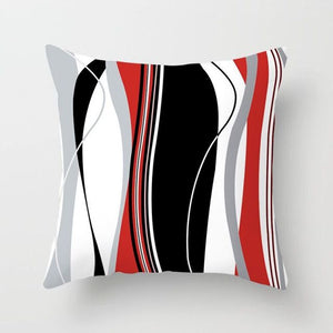 Pillow - Modern Minimalist Pillow Case Red and Black Abstract