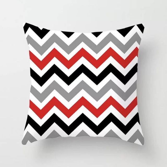 Pillow - Modern Minimalist Pillow Case Red and Black Abstract