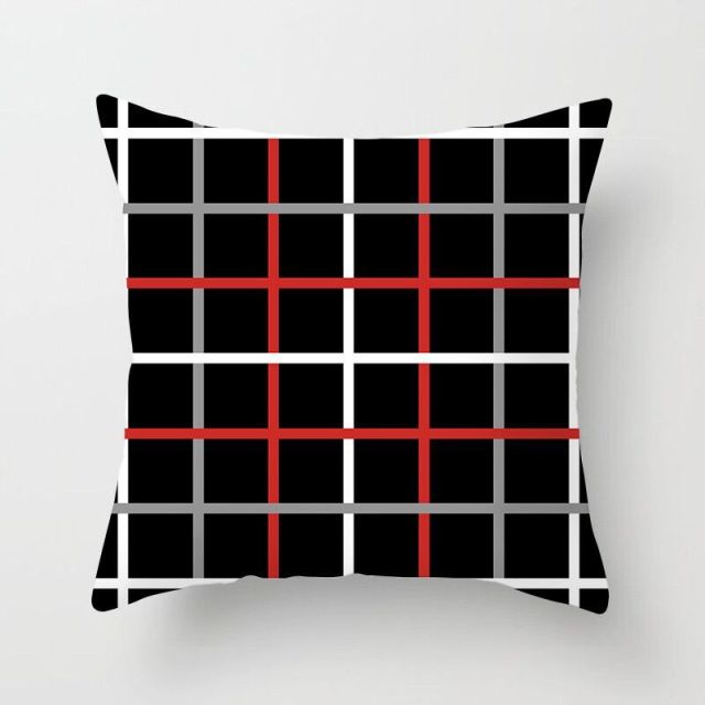 Pillow - Modern Minimalist Pillow Case Red and Black Abstract