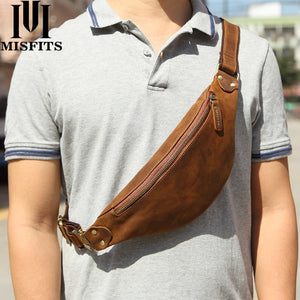 Waist bag genuine cow leather