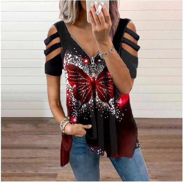 Off Shoulder Summer Zipper Top