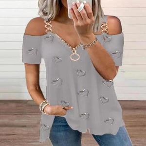 Off Shoulder Summer Zipper Top