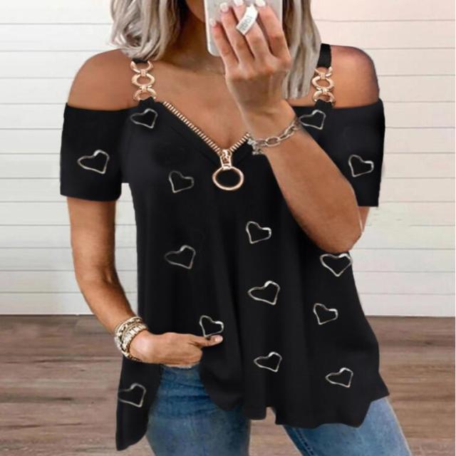 Off Shoulder Summer Zipper Top