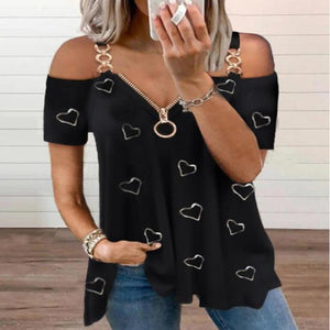 Off Shoulder Summer Zipper Top