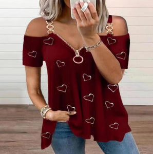 Off Shoulder Summer Zipper Top