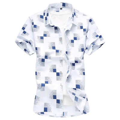 Men GeometriProduct ID: c Plaid printed Short sleeve shirts