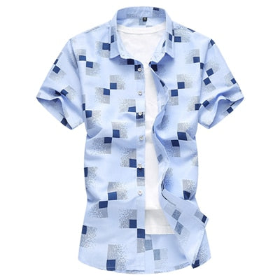 Men GeometriProduct ID: c Plaid printed Short sleeve shirts