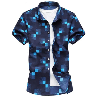 Men GeometriProduct ID: c Plaid printed Short sleeve shirts