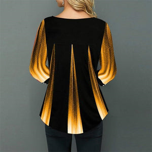 Women  Blouse 3/4 Sleeve Casual 3D Gradient Printing Shirt