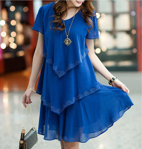 Loose Short sleeve Ruffles Chiffon dress