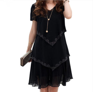 Loose Short sleeve Ruffles Chiffon dress