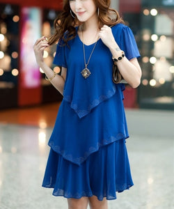 Loose Short sleeve Ruffles Chiffon dress