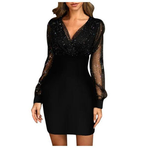 Black Women Sequin Dress