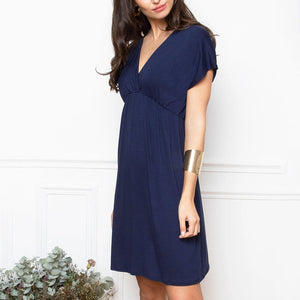 Deep V-neck Short-sleeved  Dress