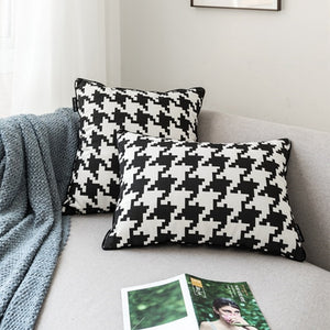 Pillow - Classic Black and White Hounds tooth Decorative Boho Throw Pillow Covers