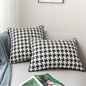 Pillow - Classic Black and White Hounds tooth Decorative Boho Throw Pillow Covers