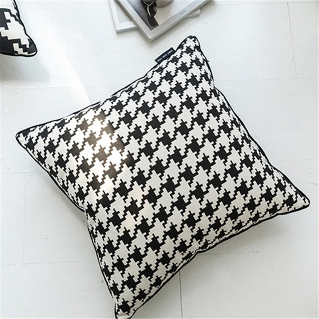 Pillow - Classic Black and White Hounds tooth Decorative Boho Throw Pillow Covers