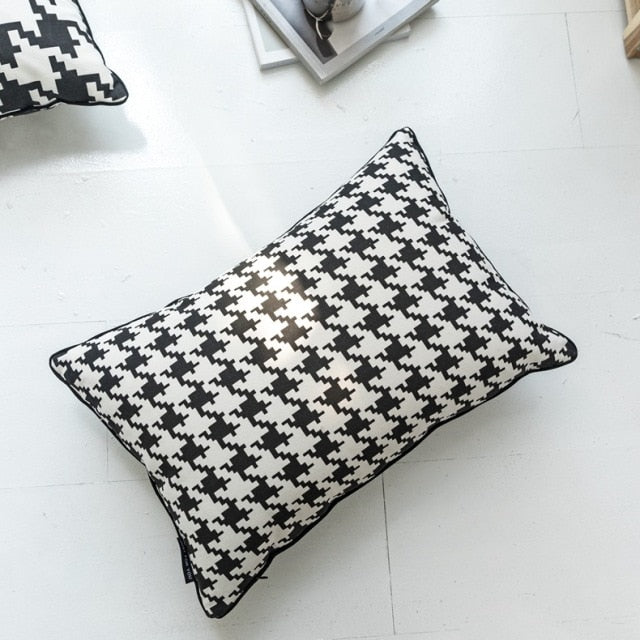 Pillow - Classic Black and White Hounds tooth Decorative Boho Throw Pillow Covers