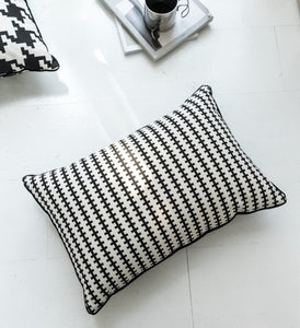 Pillow - Classic Black and White Hounds tooth Decorative Boho Throw Pillow Covers