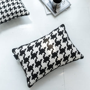 Pillow - Classic Black and White Hounds tooth Decorative Boho Throw Pillow Covers