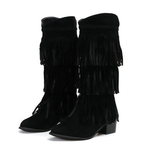 Tassel Heel Mid-calf Boots