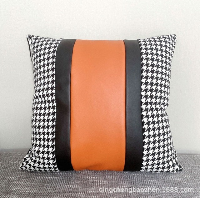 Pillow - Patchwork Hounds tooth Pillow Case