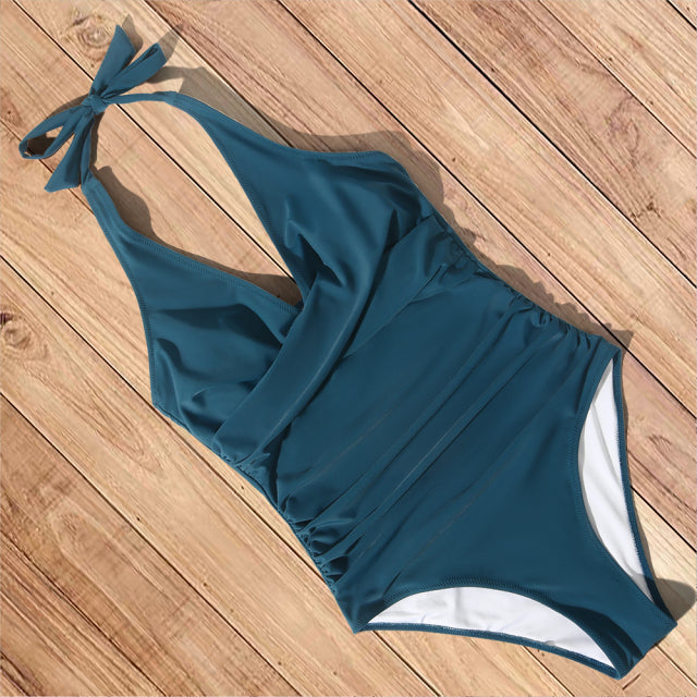 One Piece Solid Bathing Suit