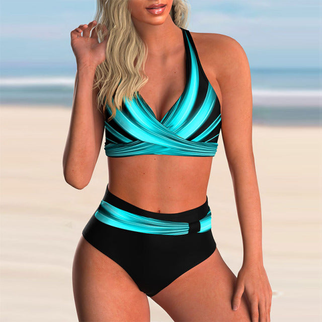 High Waist Printed Bikini Set