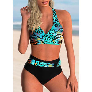 High Waist Printed Bikini Set