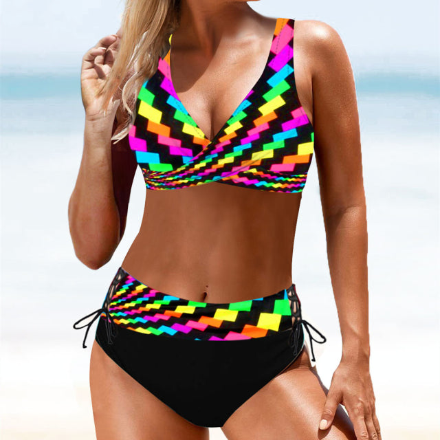 High Waist Printed Bikini Set