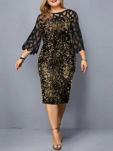 Ladies Midi Sequin Mesh Dress