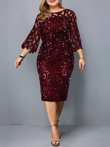 Ladies Midi Sequin Mesh Dress