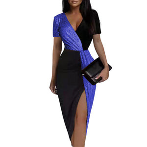 V-neck Sequins Bodycon Dress