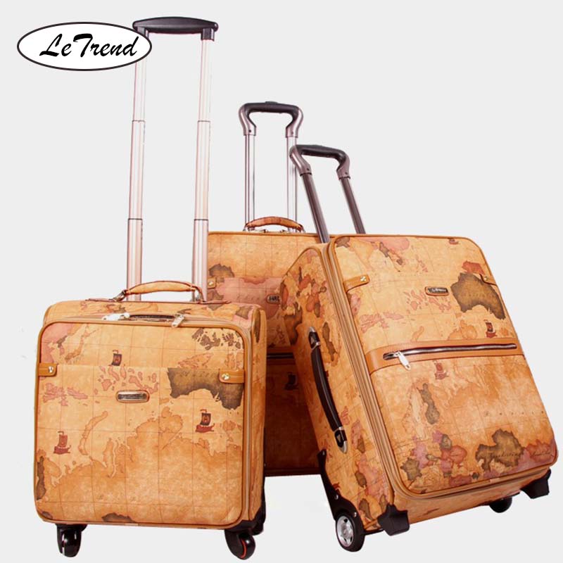 Leather Spinner Rolling Luggage