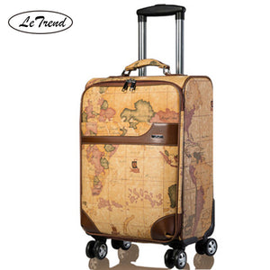 Leather Spinner Rolling Luggage